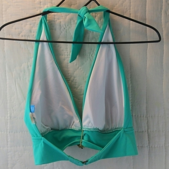 Sessa Green Halter Tie V-Neck Swimsuit Bikini Top - Picture 4 of 9
